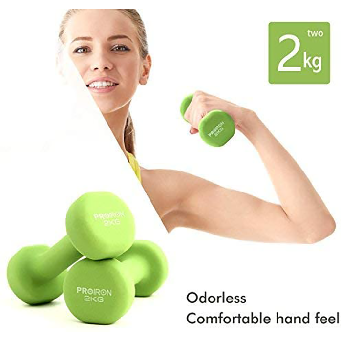 PROIRON Neoprene Coated 2kg Dumbbells