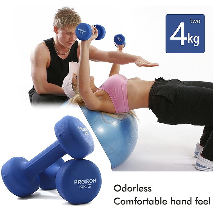 PROIRON Neoprene Coated 4kg Dumbbells