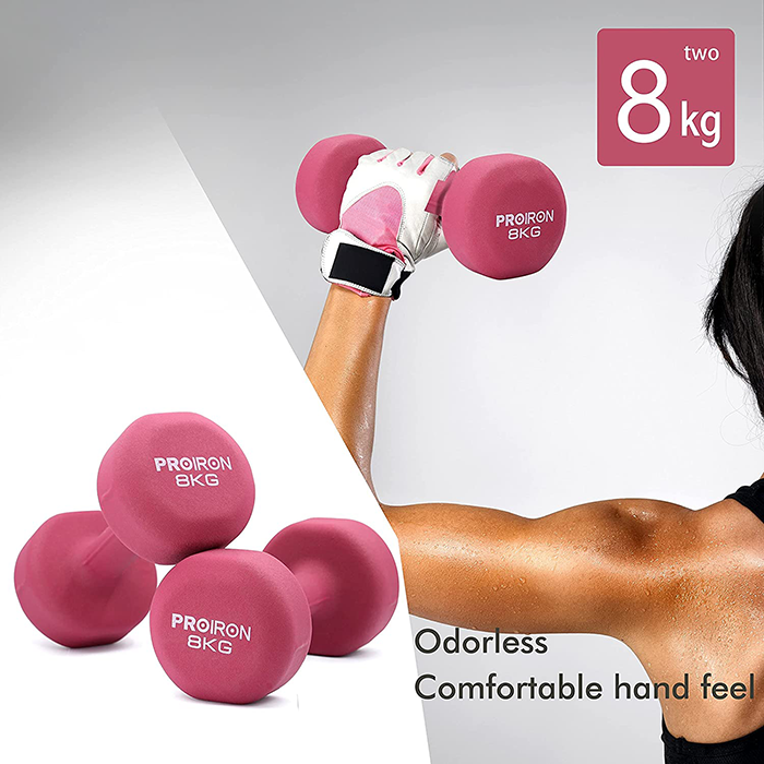 PROIRON Neoprene Coated 8kg Dumbbells