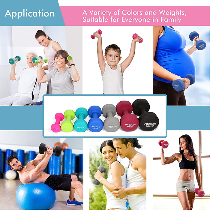 PROIRON Neoprene Coated 2kg Dumbbells