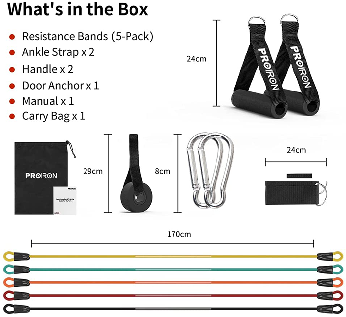 PROIRON Resistance Band Set with Handles, Ankle Straps and Door Anchor