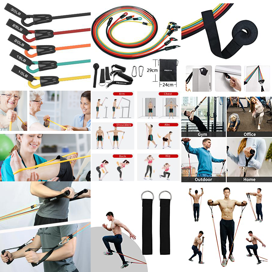 PROIRON Resistance Band Set with Handles, Ankle Straps and Door Anchor