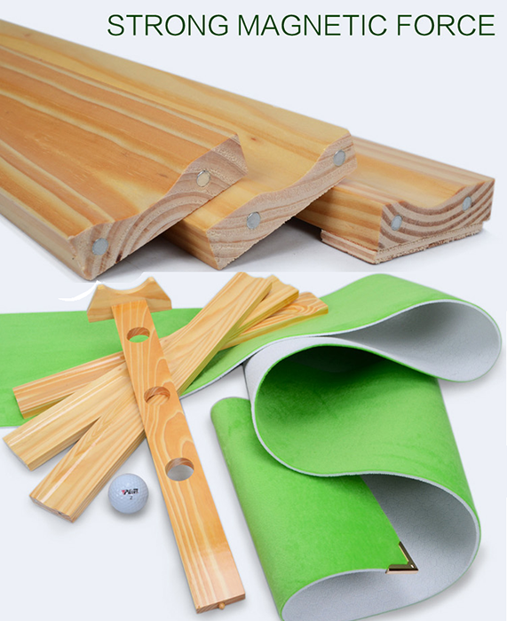 Hillman PGM Natural Wood 3m Golf Putting Trainer with Auto Ball Return