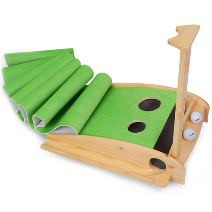 Hillman PGM Natural Wood 3m Golf Putting Trainer with Auto Ball Return