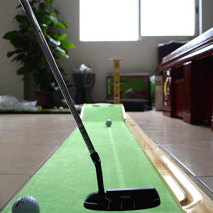 Hillman PGM Natural Wood 3m Golf Putting Trainer with Auto Ball Return