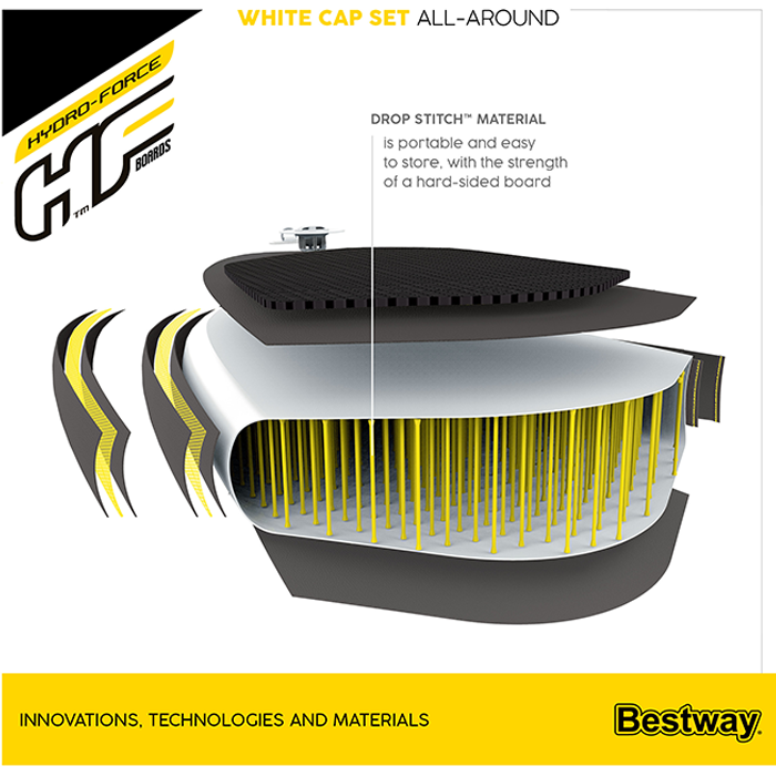Bestway 10ft" Hydro-Force White Cap Inflatable Paddle Board SUP Set
