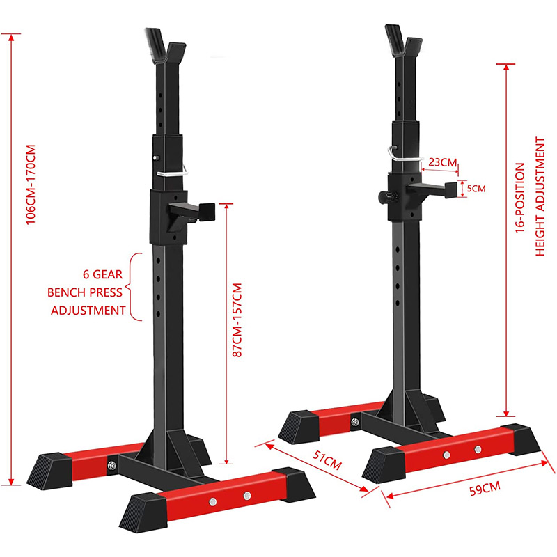 BodyTrain Adjustable Squat Rack Barbell Stands & Foldable Adjustable Weight Bench Package