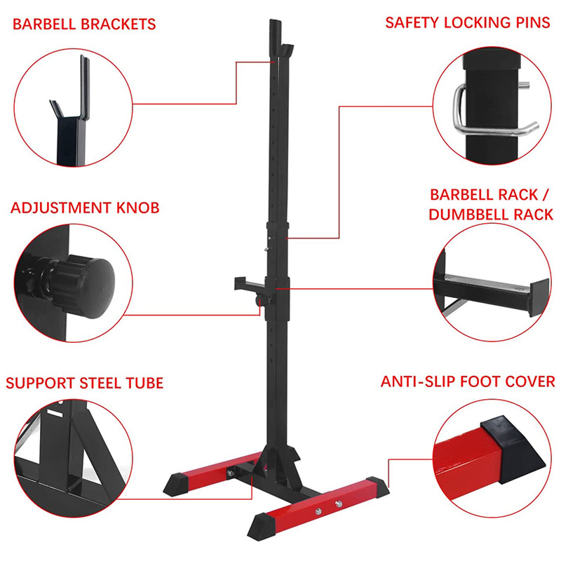 BodyTrain Adjustable Squat Rack Barbell Stands & Foldable Adjustable Weight Bench Package