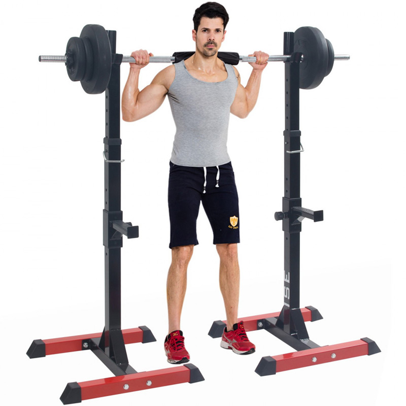 BodyTrain Adjustable Squat Rack Barbell Stands & Foldable Adjustable Weight Bench Package