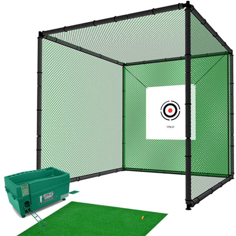 Hillman PGM 2m Heavy Duty Golf Practice Cage Practice Mat with Tee And Ball Dispenser Package