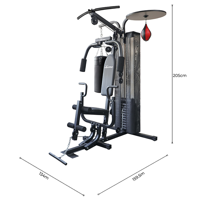 IronMan 3 Station Boxing Deluxe Home Multi Gym with 55kg Weight Stack