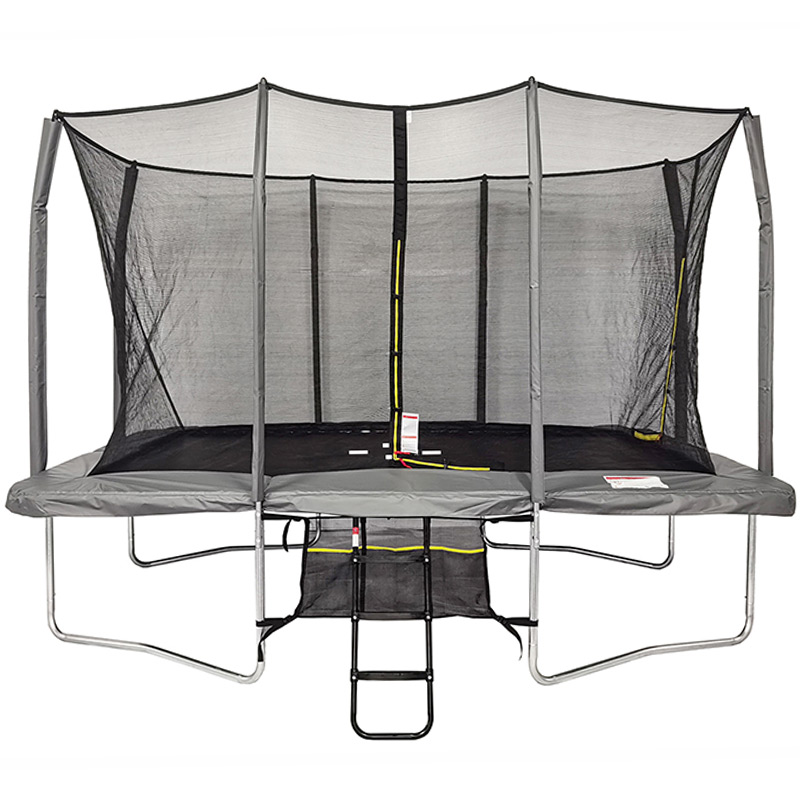 Big Air Extreme 7x10ft Rectangular Trampoline with Safety Enclosure Grey - Free Ladder & Shoe Tidy