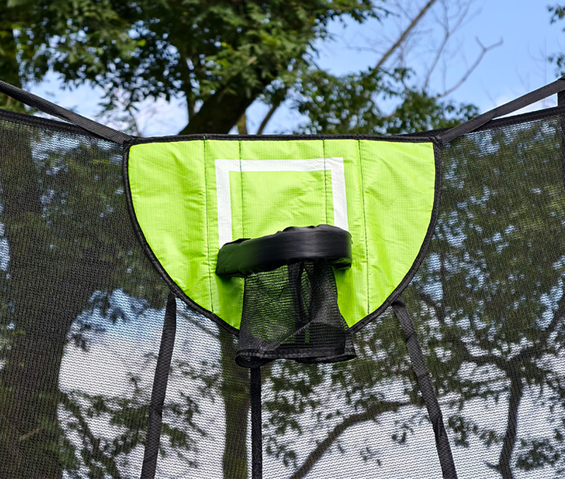 5x7ft Rectangular Trampoline with Safety Enclosure Black FREE Ladder & Basketball Game