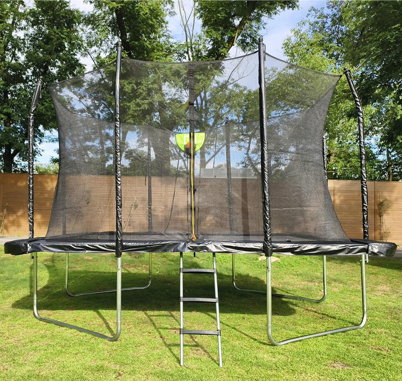 5x7ft Rectangular Trampoline with Safety Enclosure Black FREE Ladder & Basketball Game