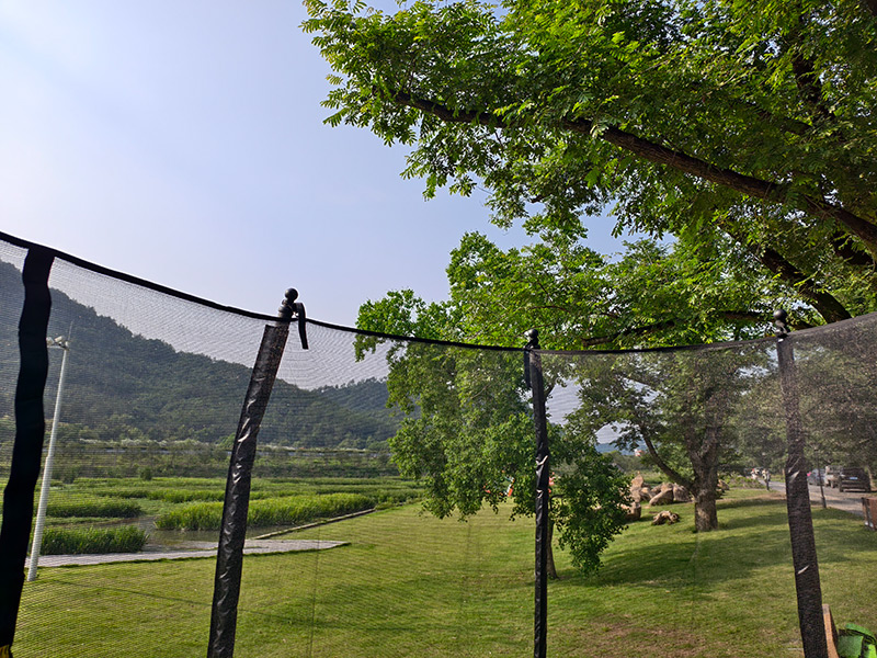Big Air Bounce 8x12ft Rectangular Trampoline with Safety Enclosure Green FREE Ladder & Basketball Game
