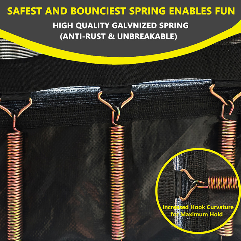 8x12ft Rectangular Trampoline with Safety Enclosure Black FREE Ladder & Basketball Game