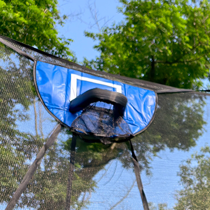 7x 9ft Rectangular Trampoline with Safety Enclosure Blue FREE Ladder & Basketball Game