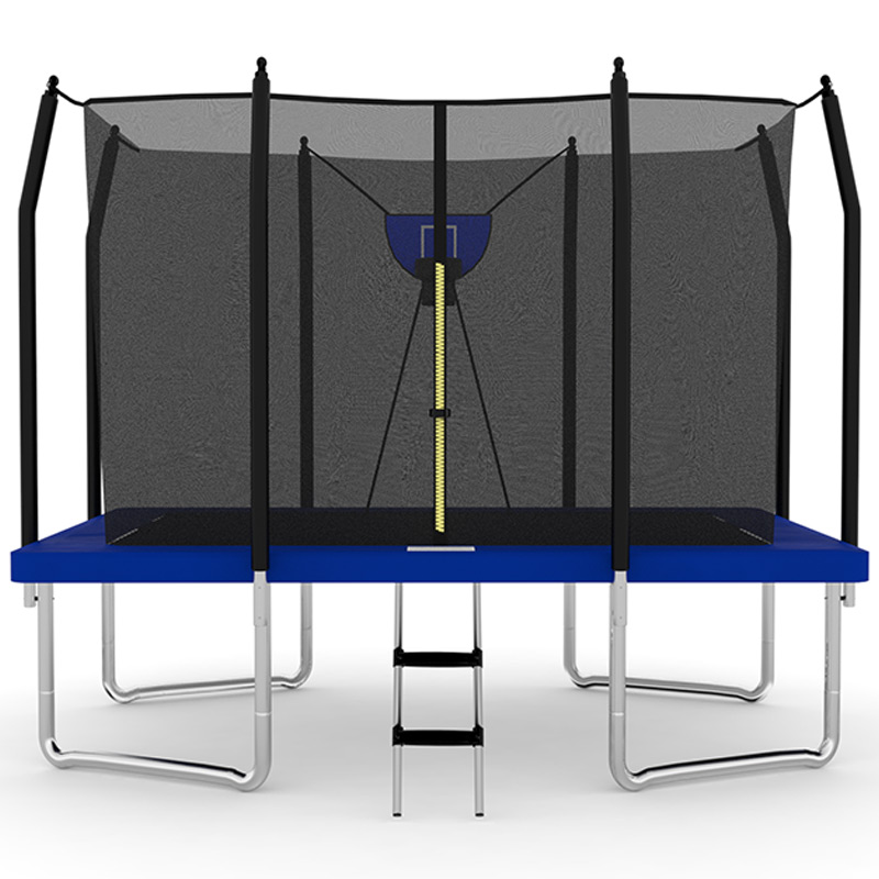 7x 9ft Rectangular Trampoline with Safety Enclosure Blue FREE Ladder & Basketball Game