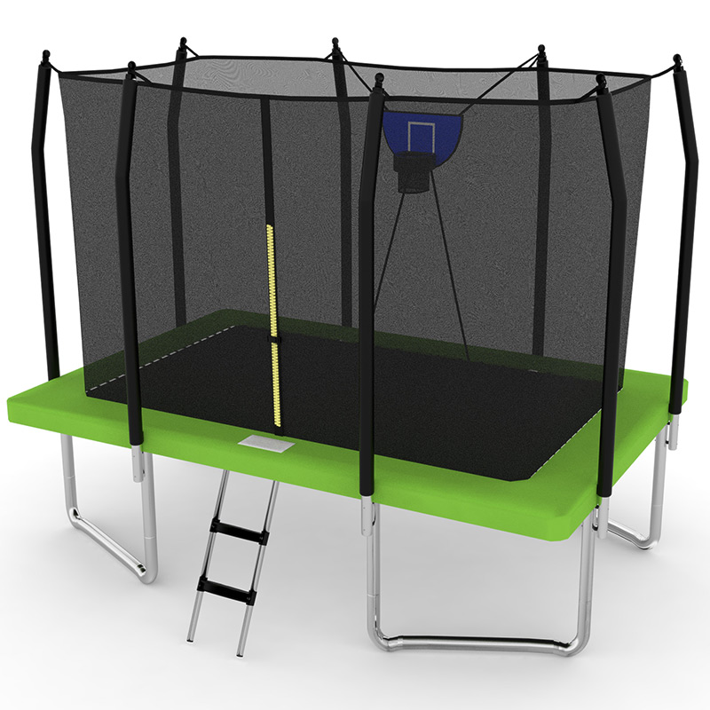 5x7ft Rectangular Trampoline with Safety Enclosure Green FREE Ladder & Basketball Game