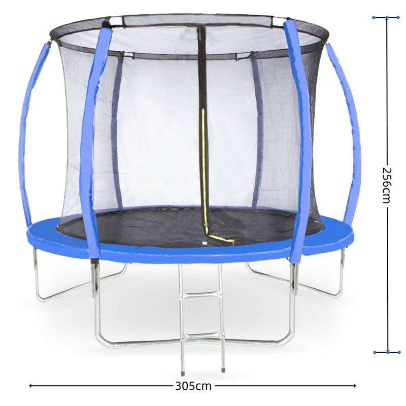 Amigo 10ft Trampoline with Enclosure Free Shoe Tidy & Ladder – Blue