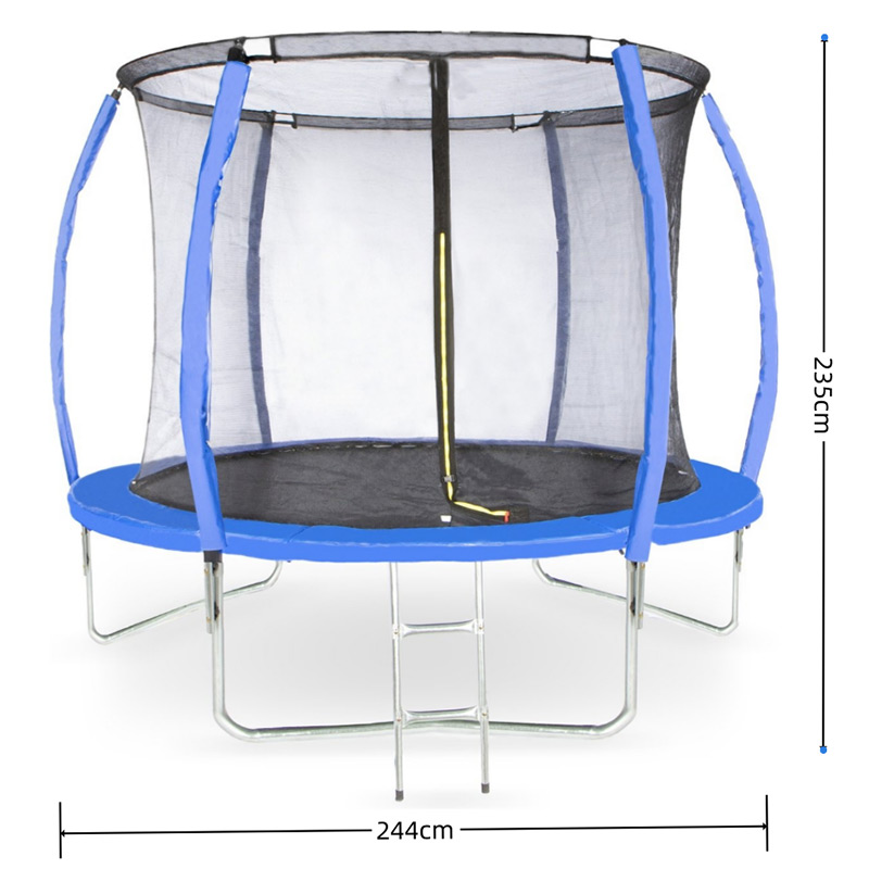 Amigo 8ft Trampoline with Enclosure Free Shoe Tidy & Ladder – Blue