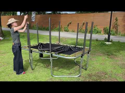 Big Air Bounce 5x7ft Rectangular Trampoline with Safety Enclosure Black FREE Ladder & Basketball Game - Image 2