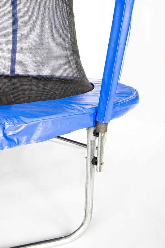 Amigo 8ft Trampoline with Enclosure and Basketball Free Shoe Tidy & Ladder – Blue