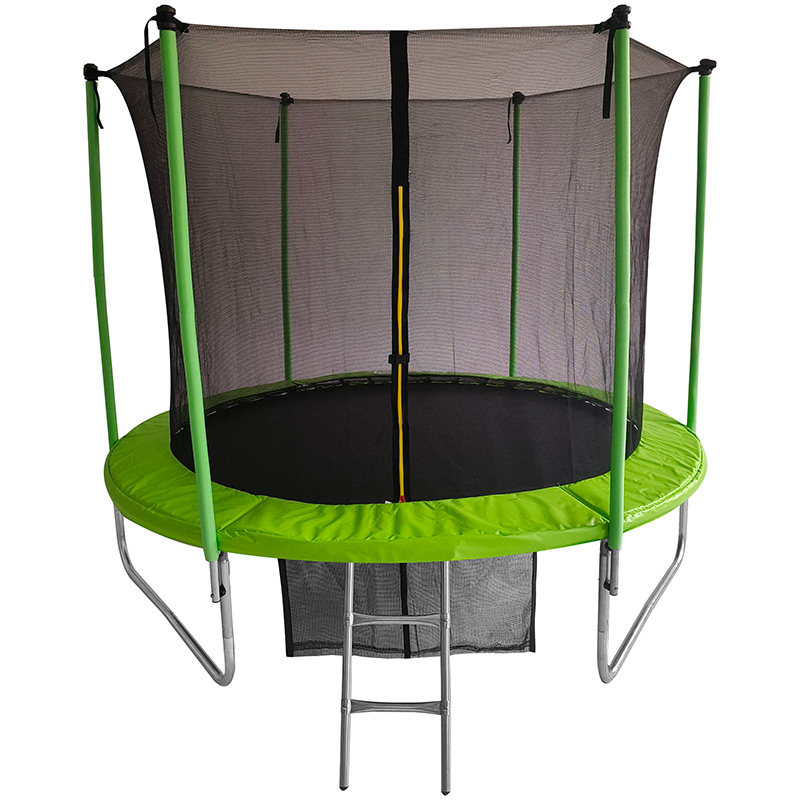 8ft Trampoline & Safety Enclosure Free Shoe Tidy & Ladder – Green