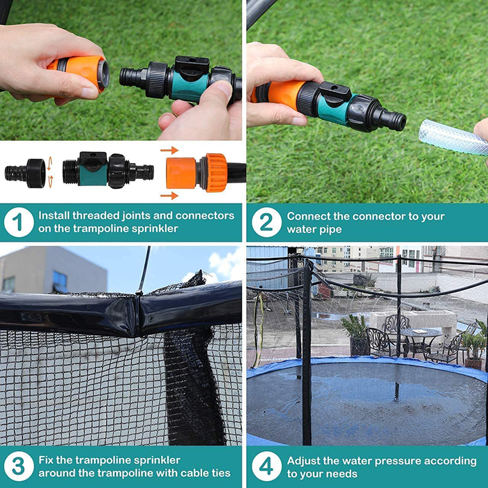 Velocity 6ft Trampoline with Safety Enclosure - Free Basketball & Water Mister - Green - Image 9